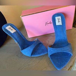 NEW Blue Towel Heels - Mules. Size 11.5 (42) Kandee Shoes